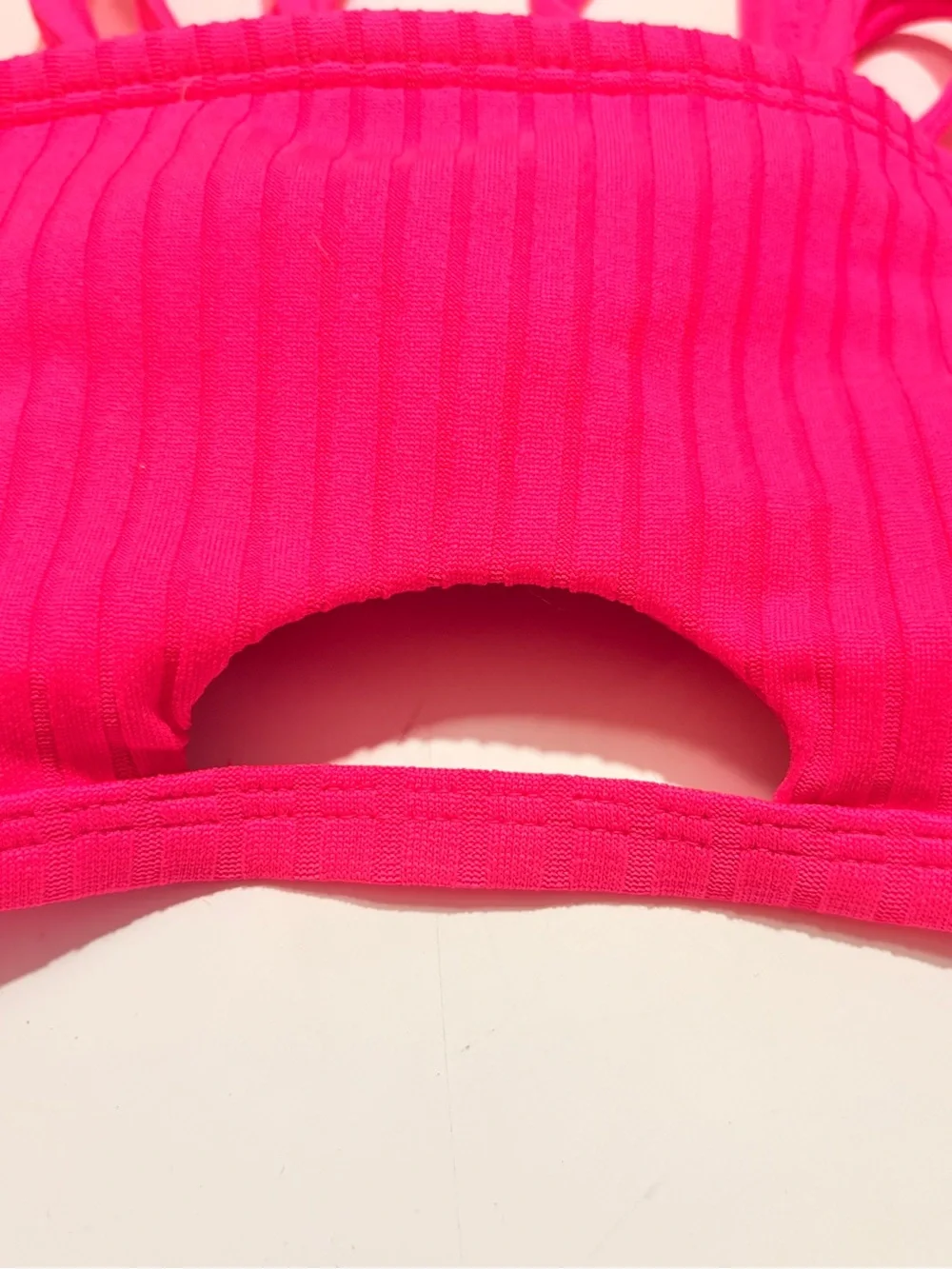 Xhilaration Hot Pink Ribbed Bikini Top
